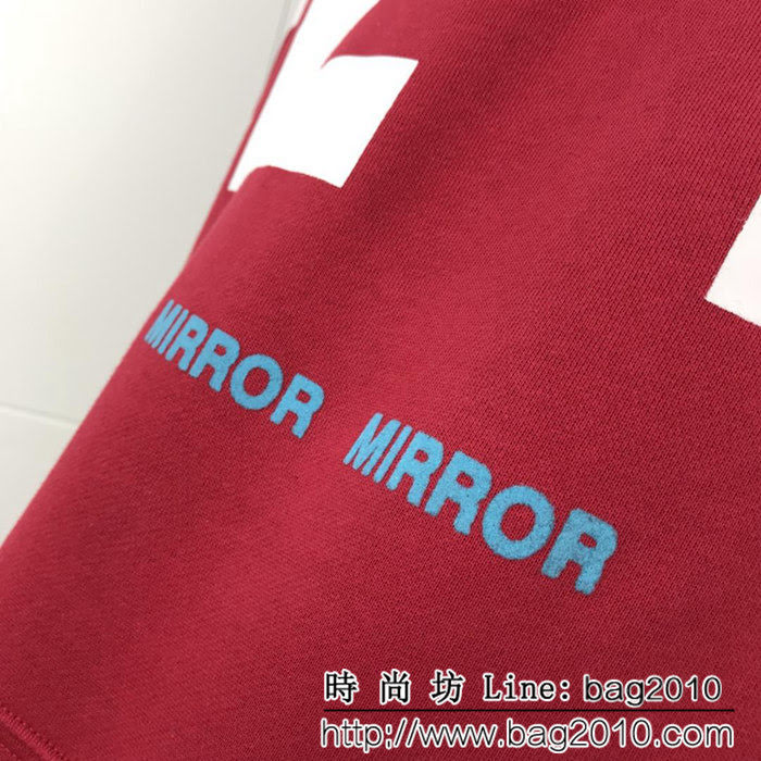 OFF white18ss 酒紅色箭頭 基礎連帽衛衣 情侶款 ydi1107
